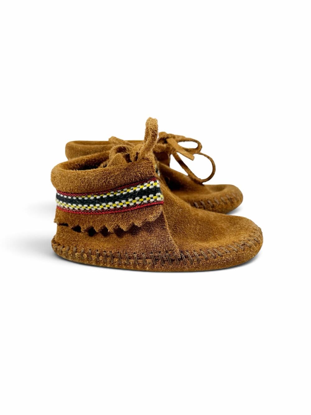 Minnetonka Brown Suede Lace Up Moccasin Soft Sole Shoes Size 4 5 toddler